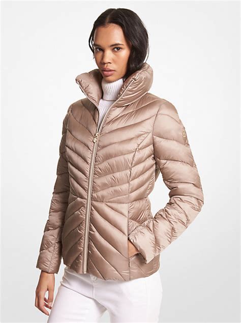 michael kors packable stretch down jacket|Michael Kors reversible puffer jacket.